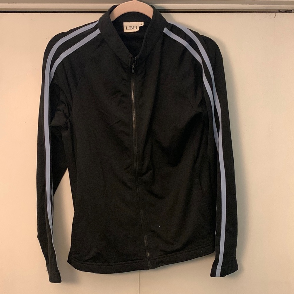 black and light blue work out jacket